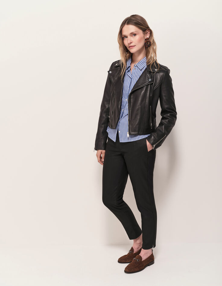 DEAN - Blouson biker noir en cuir-5