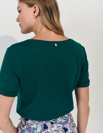 MARINGA - T-shirt vert détails dentelle -3