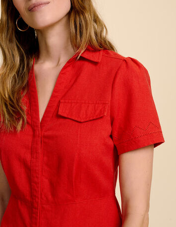 REEF - Robe cerise en coton lin-4