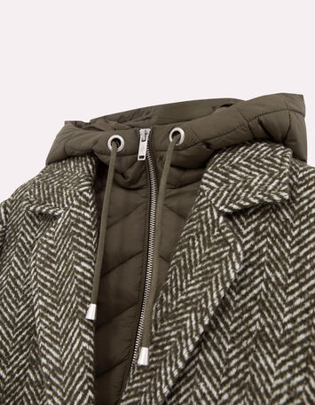 DEW - Manteau kaki lainage motif chevrons-5