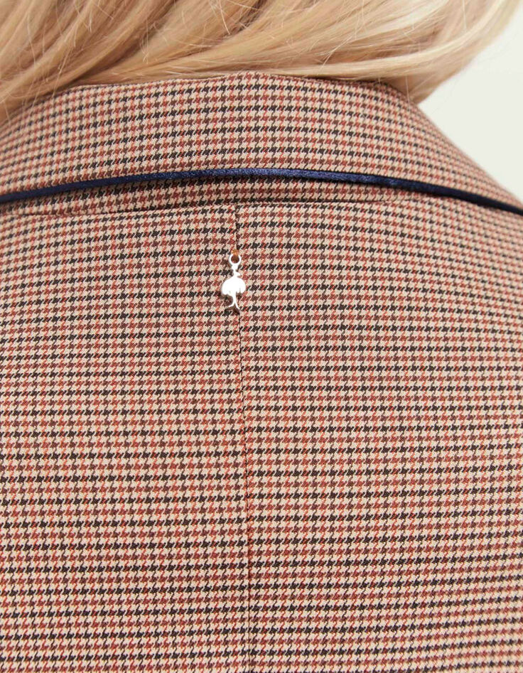 VALERIA - Veste de costume acajou à motif pied-de-poule-4