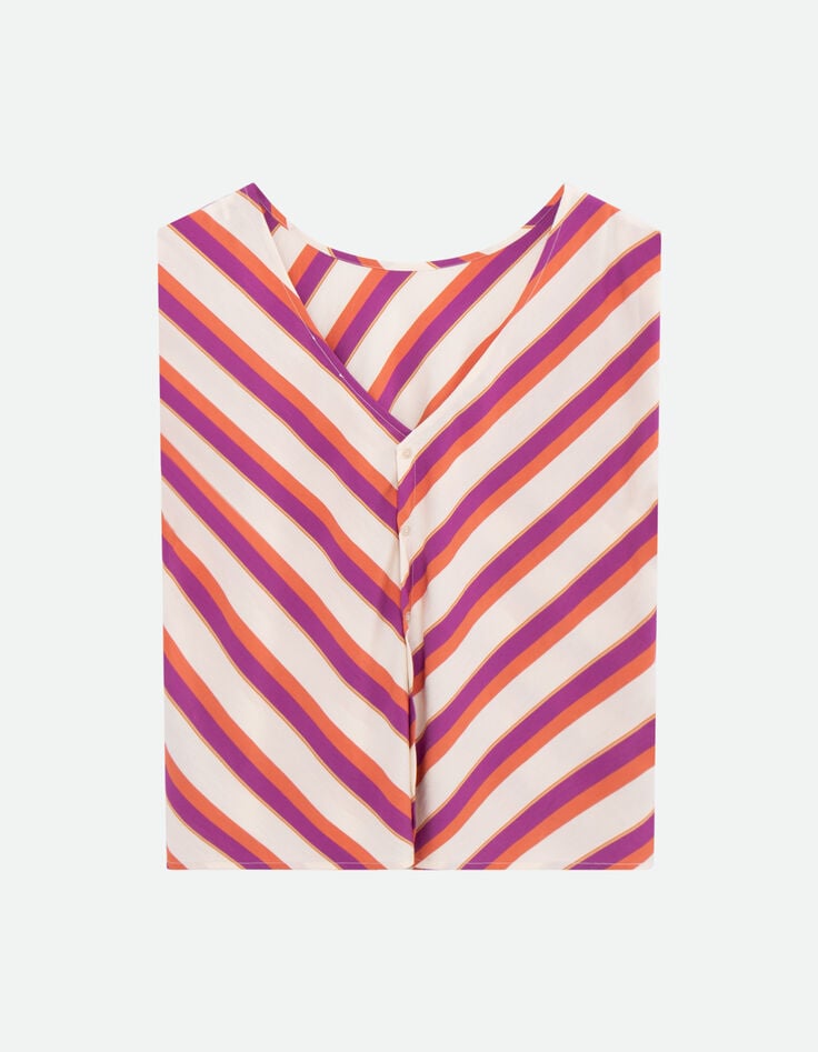 CANDI - Top &eacute;cru motif rayures r&eacute;versible devant/dos-5