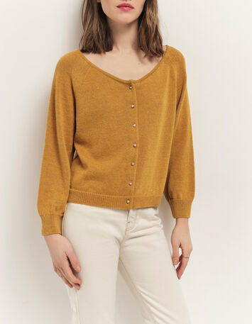 TASTE - Cardigan miel tricot lurex col bateau-2