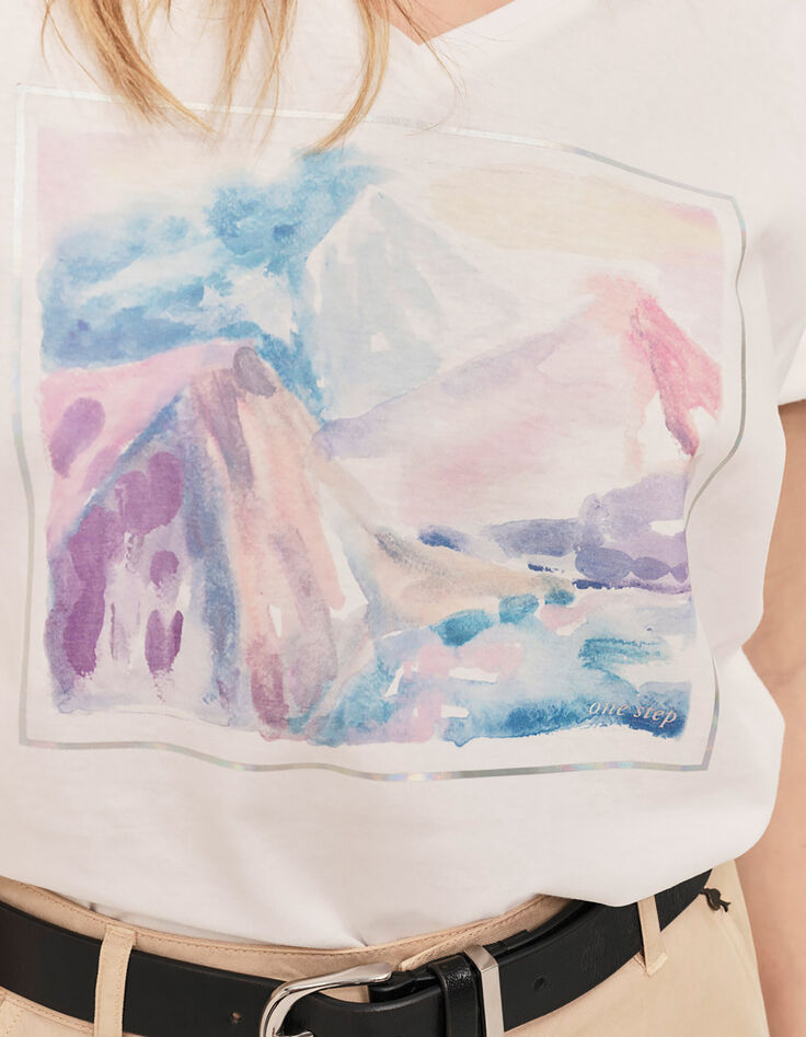 MARCO - T-shirt écru visuel aquarellé-2