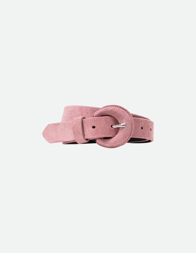 ANDREW - Ceinture rose cuir velours certifié  - One Step