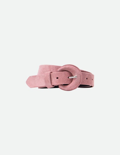 ANDREW - Ceinture rose cuir velours certifié  - One Step