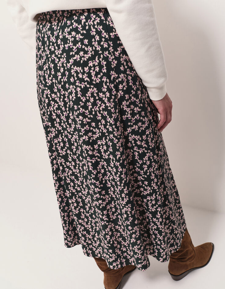 JACA - Jupe midi verte imprimé minimaliste floral-5 JACA - Jupe midi verte imprimé minimaliste floral-5