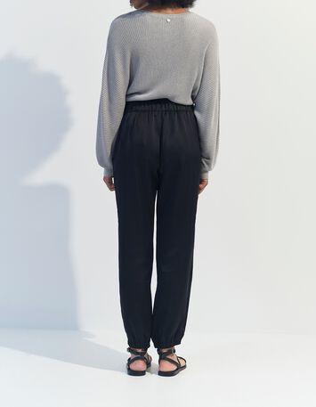 PAZIA - Pantalon battle noir satin&eacute; -2