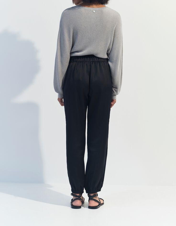 PAZIA - Pantalon battle noir satin&eacute; -2
