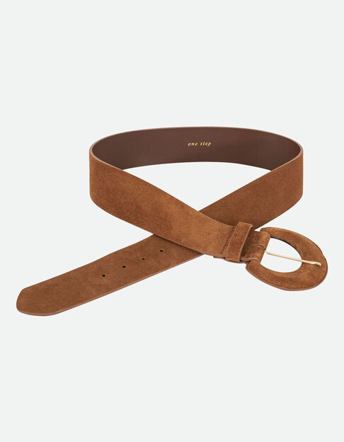 ANDREW - Ceinture large caramel en cuir - One Step