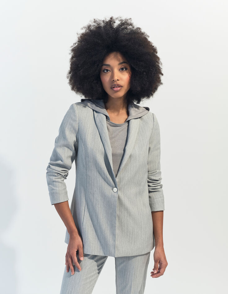 VASCO - Veste de costume grise rayures tennis -1