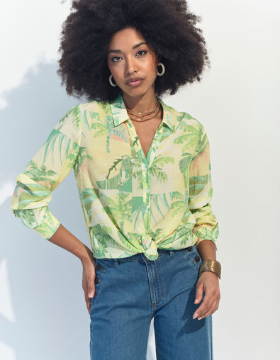 CROSS - Chemise verte imprimé oasis aquarellé  - One Step