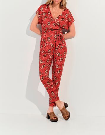 RODRIGUE - Combinaison orange imprim&eacute; floral d'&eacute;t&eacute; -6