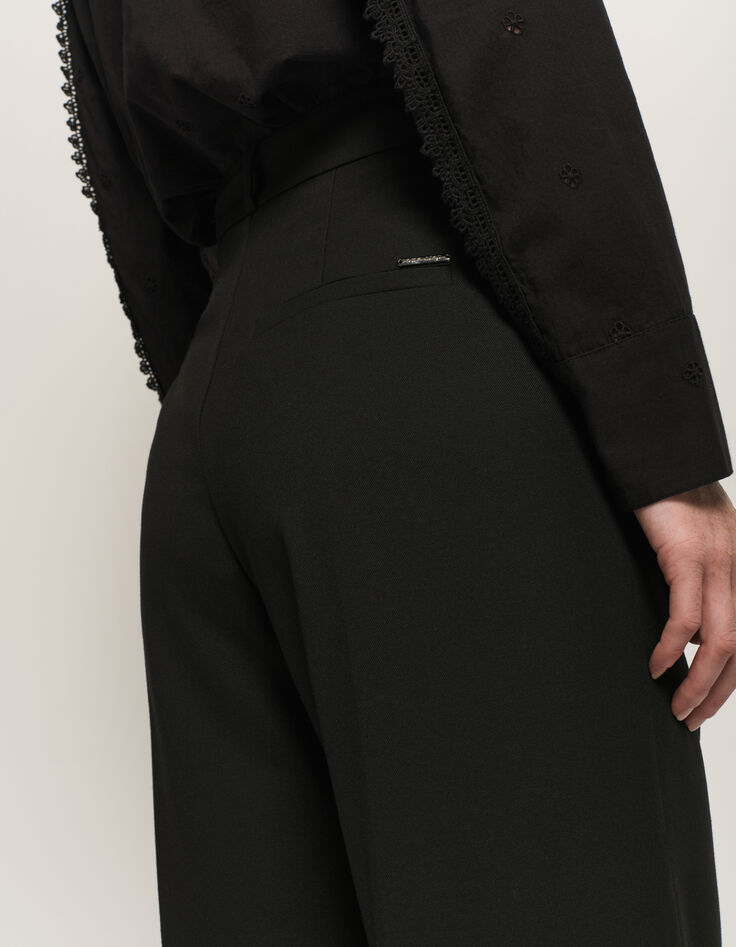 PIXI - Pantalon droit noir plis marqués-5