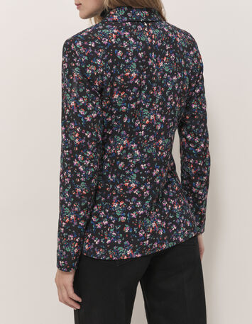 VEZELY - Veste de costume noire &agrave; imprim&eacute; jardin nocturne-3