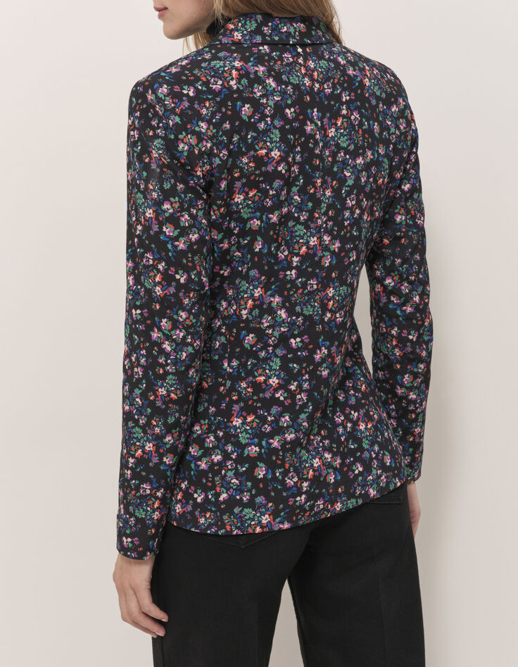 VEZELY - Veste de costume noire &agrave; imprim&eacute; jardin nocturne-3