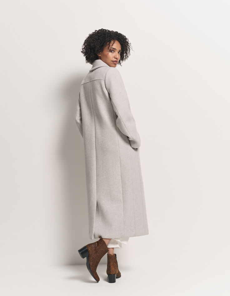 DWAIN - Manteau long gris zippé-3