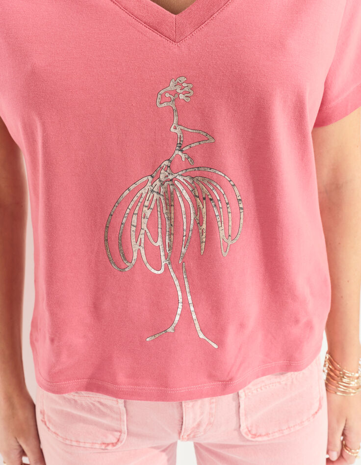 MARTIM - T-shirt rouge visuel danseuse métallisé -3