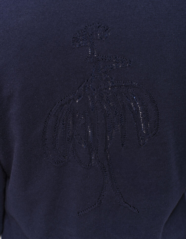 TZAR - Pull marine tricot fin avec danseuse dos-4 TZAR - Pull marine tricot fin avec danseuse dos-4