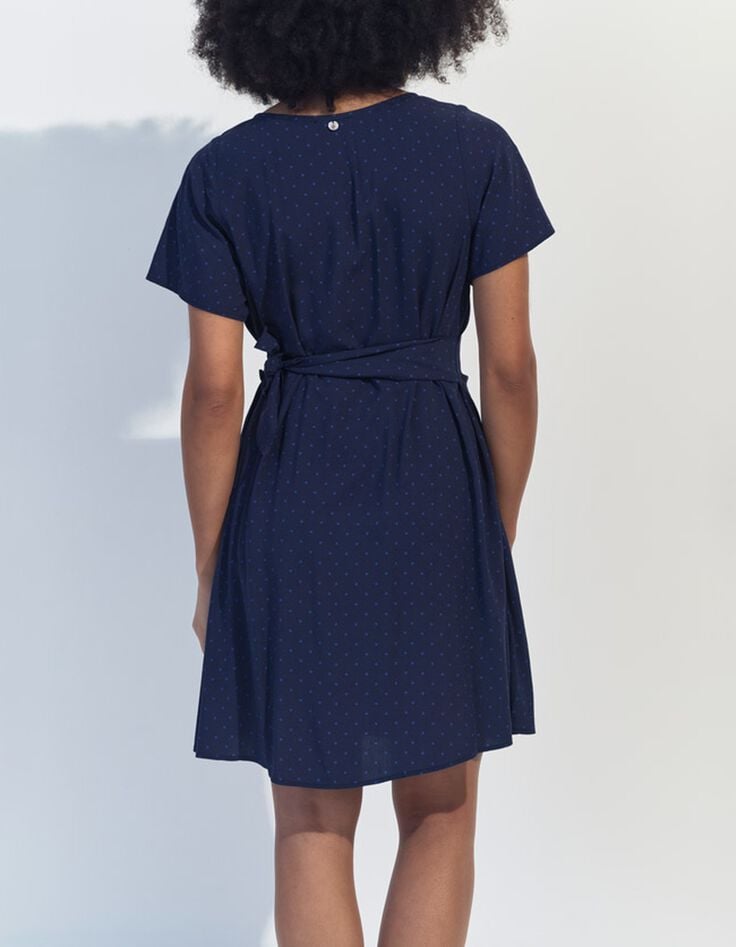 RAMI - Robe bleue Lenzing Ecovero minimaliste carr&eacute;s-3