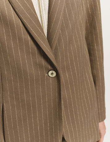 VITO - Veste de costume beige rayures tennis lurex-4