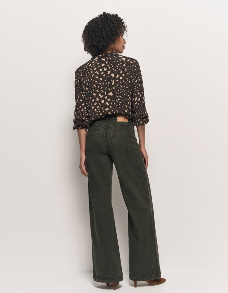COMO - Chemise kaki Lenzing™ Ecovero™ tachiste animalier-3