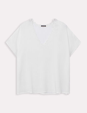 CATALIA - Top écru broderie ton sur ton-7