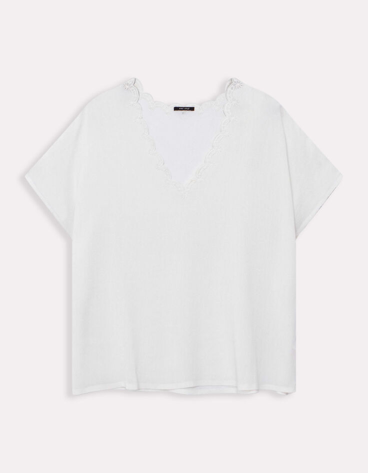 CATALIA - Top écru broderie ton sur ton-7