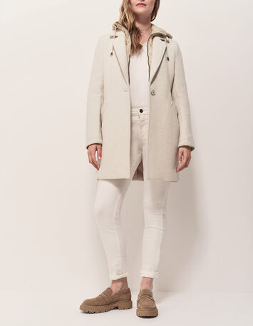 DIAMOND - Manteau beige avec parementure amovible-4