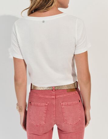 MADIE - T-shirt blanc coton bio danseuse jungle crayonn&eacute; -3