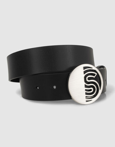 AGREE - Ceinture noire en cuir à boucle Art Déco - One Step