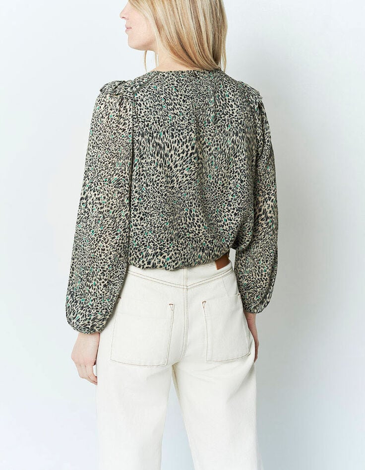 CAMPBELL - Blouse kaki à imprimé cool léo-3