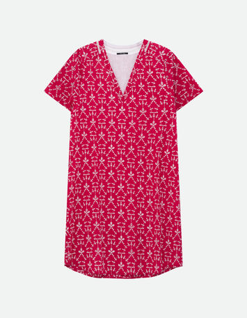 REKO - Robe rose coton bio broderies all-over -6