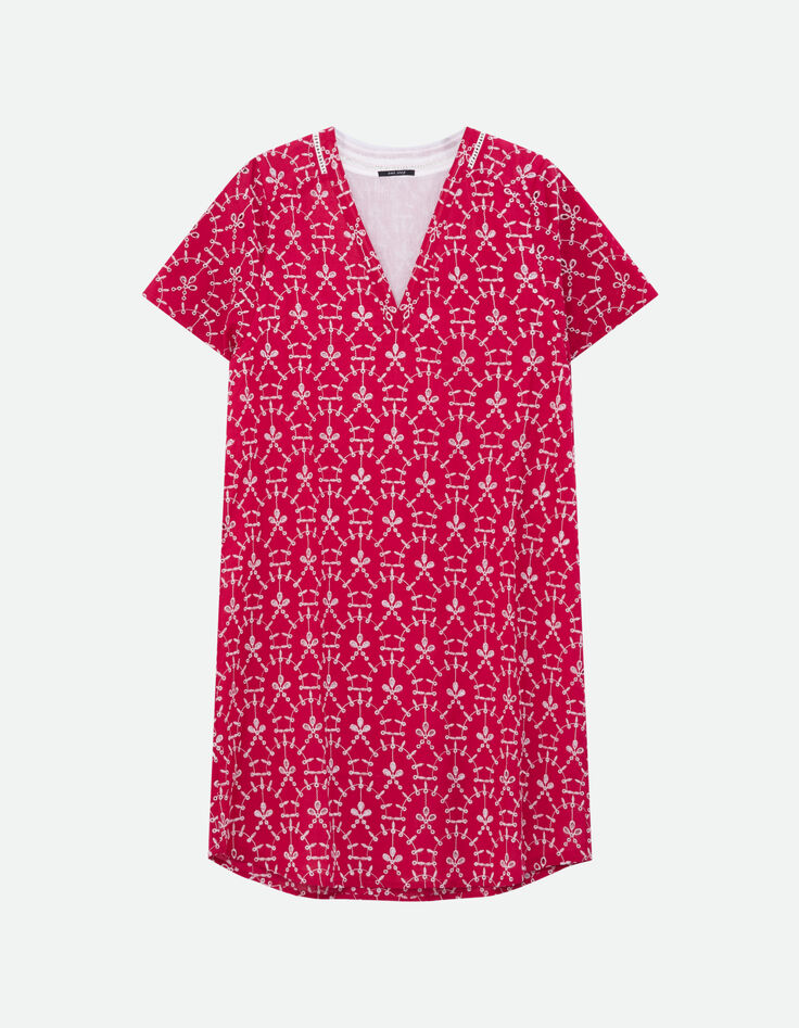 REKO - Robe rose coton bio broderies all-over -6