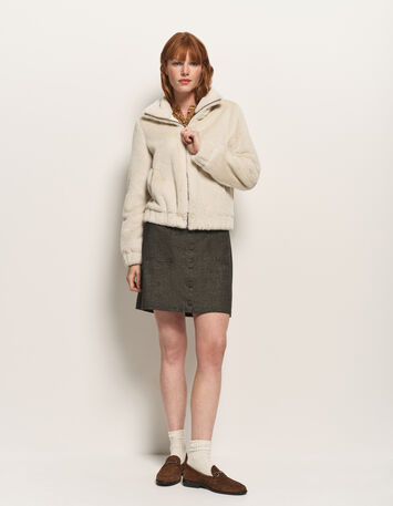 DONNY - Blouson court beige tout doux-5