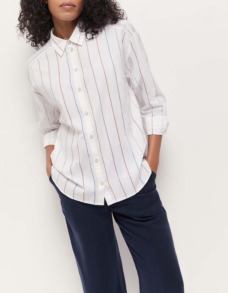 CLARY - Chemise écrue à rayures couleur fantaisie-2
