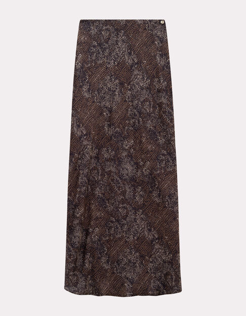 JEMMA - Jupe midi noire imprimé python - One Step