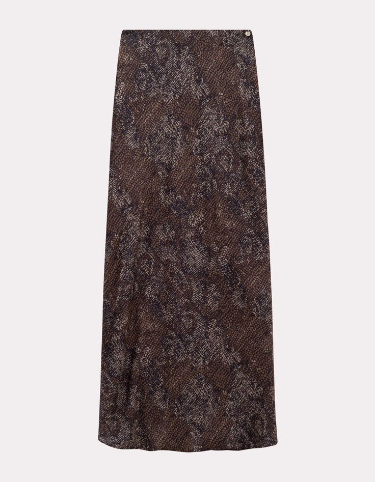 JEMMA - Jupe midi noire imprimé python-1
