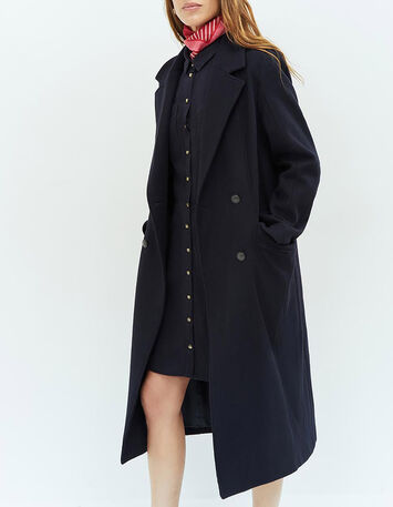 DELHI - Manteau long marine à boutonnage croisé-2