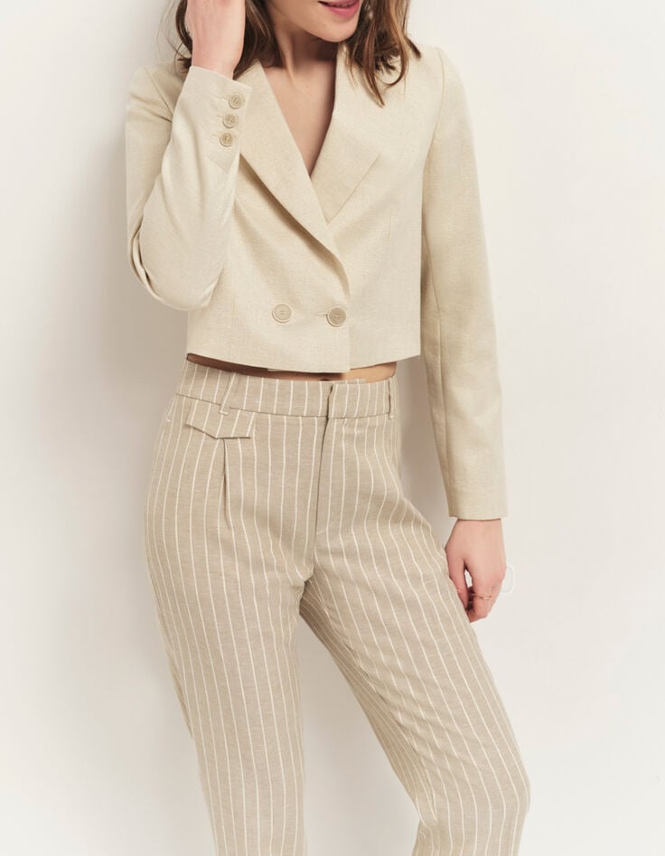 VIAN - Veste de costume courte beige doré-2