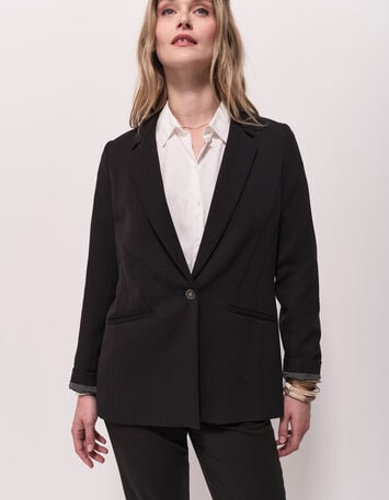 VAYA - Veste de costume noire façon laine froide-2