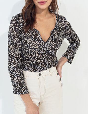 MAGNETIC - T-shirt noir maille imprim&eacute; camouflage d'&eacute;t&eacute; -3