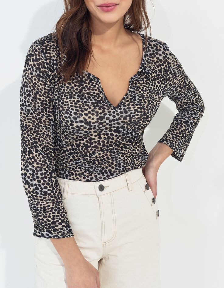 MAGNETIC - T-shirt noir maille imprim&eacute; camouflage d'&eacute;t&eacute; -3