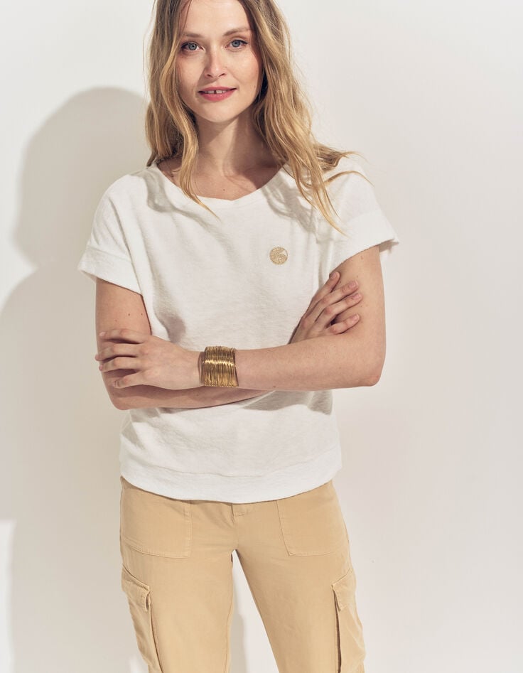 MANILIA- T-shirt blanc éponge broderie monogramme-2 MANILIA- T-shirt blanc éponge broderie monogramme-2