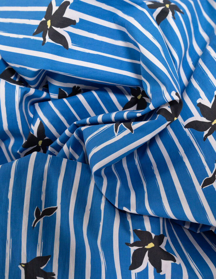 RAYOL - Robe chemise bleue imprim&eacute; rayures printani&egrave;res-4