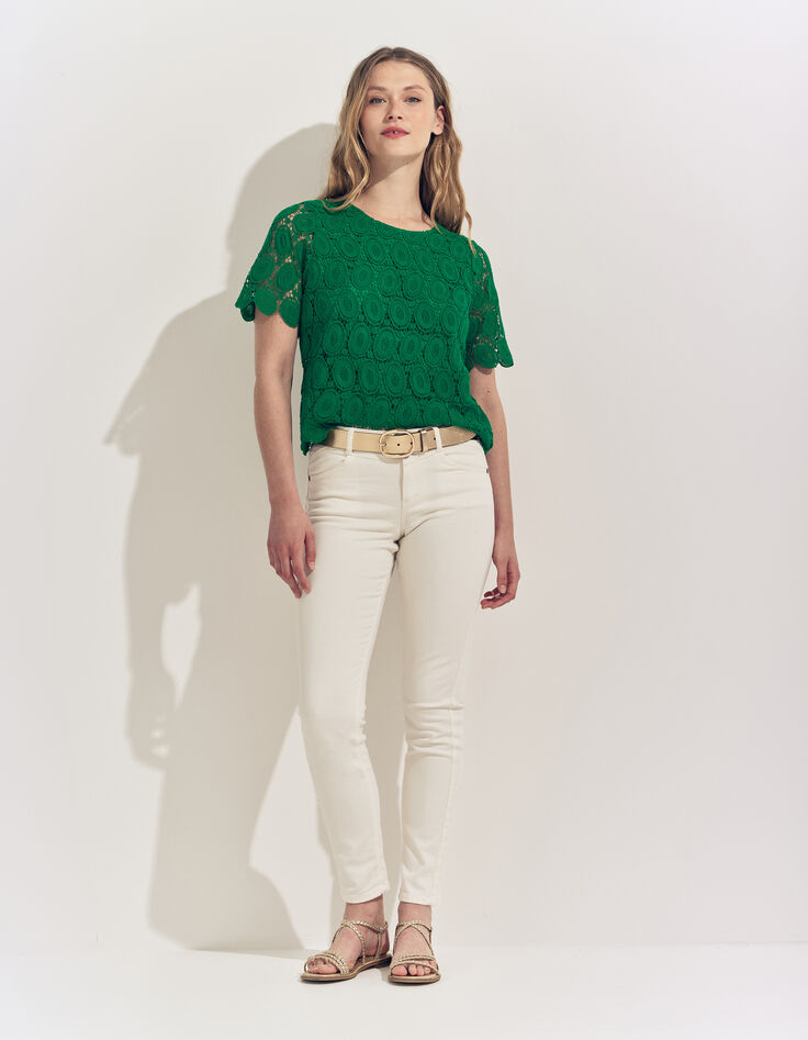 CARAIBES - Top vert dentelle esprit macramé -6 CARAIBES - Top vert dentelle esprit macramé -6