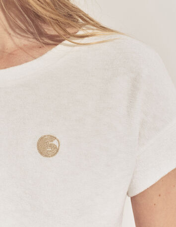 MANILIA- T-shirt blanc éponge broderie monogramme-4