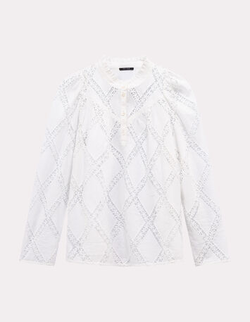 CROWNY - Blouse blanche ajourée brodée-6