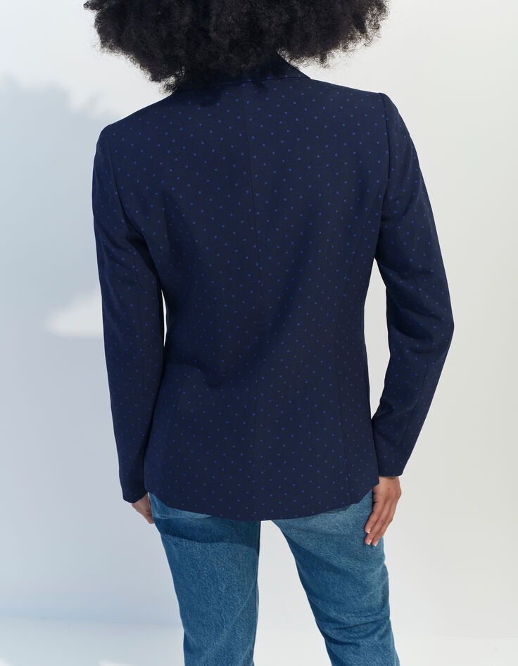 VINNY - Veste de costume bleue imprimé minimaliste carrés-5