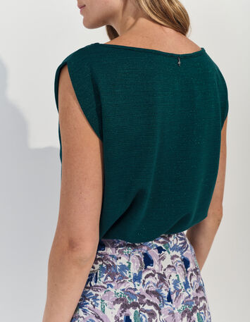 MAFALDA - T-shirt vert fines rayures lurex -4